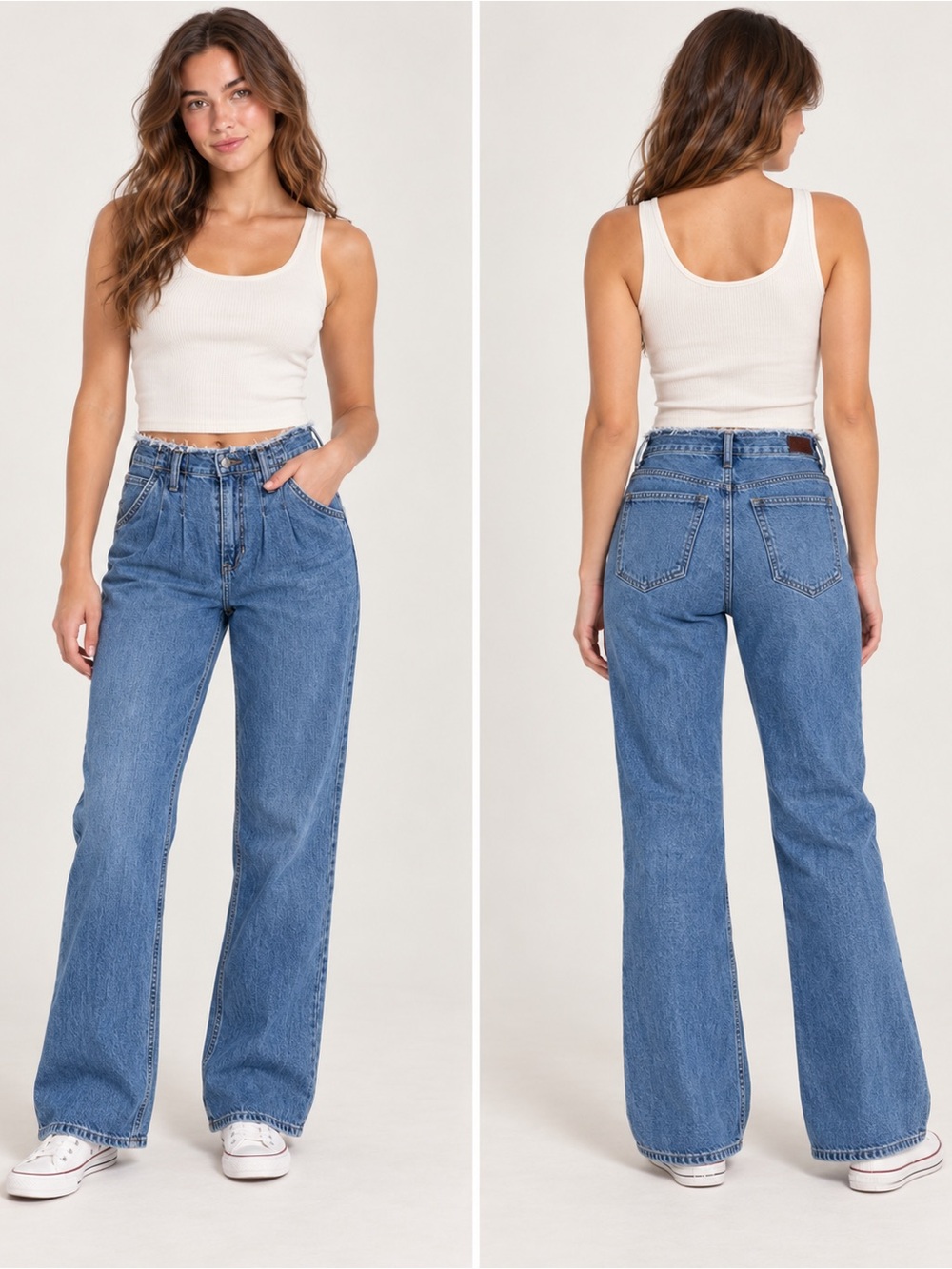 Hollister Ultra High-Rise Dad Jeans raw/frayed waistband size 24